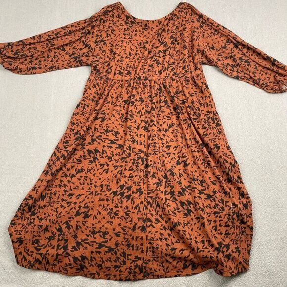 Ava & Viv Women's size XXL Brown Pattern Textured Dress plus,Pockets,V-Neck - Picture 12 of 14